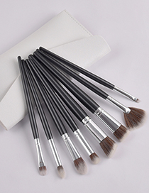 Fashion White Set Of 8 Black Premium Makeup Brushes With Leather Case