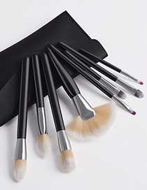 Fashion Black 8 Black Makeup Brushes + Makeup Bag Combination