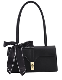 Fashion Black Pu Scarf Lock Flap Shoulder Bag