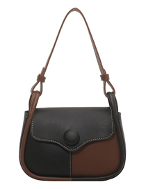 Fashion Black Pu Contrast Color Soft Shoulder Bag