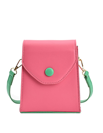 Fashion Pink Pu Contrast Flap Crossbody Bag