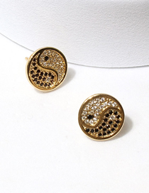 Fashion Gold Copper Diamond Geometric Tai Chi Stud Earrings