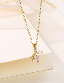 Fashion Gold Stainless Steel Diamond Crystal Geometric Necklace