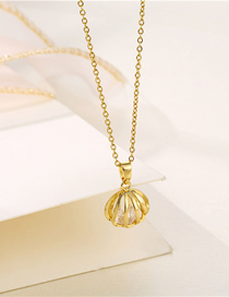 Fashion Gold Titanium Steel Zirconium Geometric Shell Necklace