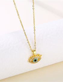 Fashion Gold Titanium Diamond Eye Necklace