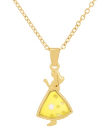 Fashion Yellow Alloy Drip Oil Girl Pendant Necklace
