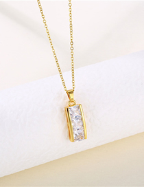 Fashion Gold Titanium Diamond Geometric Necklace