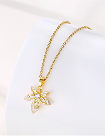 Fashion Gold Titanium Diamond Leaf Necklace