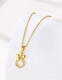 Fashion Gold Titanium Flower And Diamond Ring Necklace