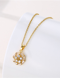 Fashion Gold Stainless Steel Inlaid Zirconium Flower Necklace