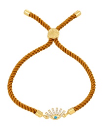Fashion Turmeric Braided Eye Bracelet With Brass And Zirconium Oil Drops