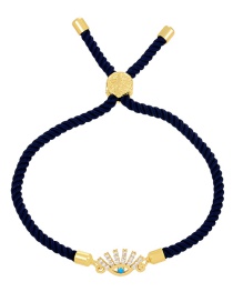 Fashion Black Braided Eye Bracelet With Brass And Zirconium Oil Drops