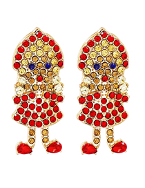 Fashion Red Alloy Diamond Cartoon Character Earrings