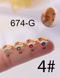 Fashion Gold 4# Stainless Steel Zirconium Geometric Pierced Stud Earrings