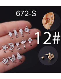 Fashion Silver 12# Stainless Steel Zirconium Geometric Pierced Stud Earrings