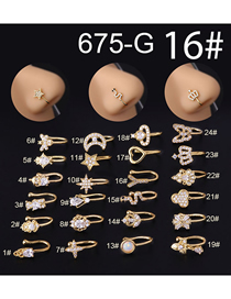 Fashion Gold 16# Stainless Steel Zirconium Geometric Pierced Stud Earrings