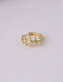 Fashion Gold 9# Brass-inlaid Zirconium Pierced Geometric Ear Buckles