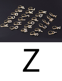 Fashion Gold Z 8mm Stainless Steel Inlaid Zirconium 26 Letter Piercing Nose Ring