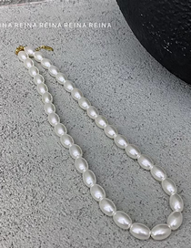 Fashion 7# White-medium Pearl Geometric Pearl Beaded Necklace
