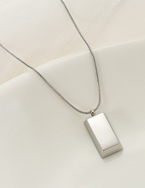 Fashion Silver Titanium Steel Small Brick Necklace
