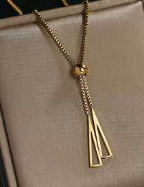 Fashion Gold Titanium Geometric Tassel Pull Necklace