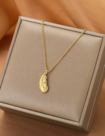 Fashion Gold Titanium Steel Small Feather Necklace