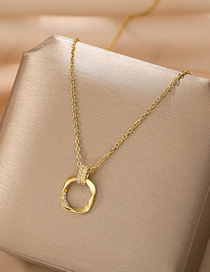 Fashion Gold Titanium Geometric Diamond Rectangle Necklace