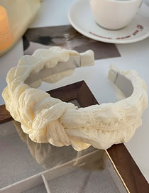 Fashion 5# White-knotted Fabric Pleated And Knotted Wide-brimmed Headband