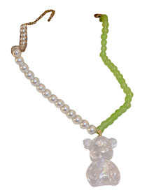 Fashion 3# Green Resin Pearl Beaded Bear Necklace