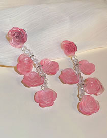 Fashion 9# Pink Resin Flower Geometric Drop Earrings