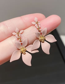Fashion 16# Silver Needle. Pink Resin Flower Stud Earrings