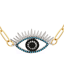 Fashion Blue Bronze Zirconium Eye Pendant Necklace