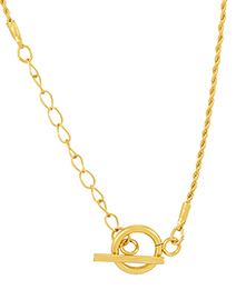 Fashion Gold-2 Copper Stitching Chain Ot Buckle Necklace
