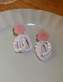 Fashion Pink Flowers Acrylic Geometric Flower Stud Earrings