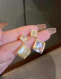 Fashion Gold Color Copper Set Zirconium Diamond Asymmetric Stud Earrings