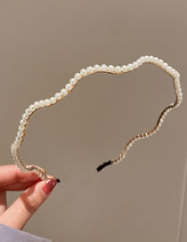 Fashion 5# White-wave Geometric Pearl Headband