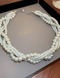 Fashion White Pearl Multilayer Twist Necklace