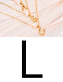 Fashion L Titanium Steel Pearl 26 Letter Pendant Necklace