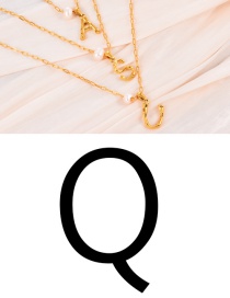 Fashion Q Titanium Steel Pearl 26 Letter Pendant Necklace