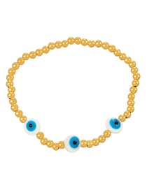 Fashion Blue Bronze Beaded Shell Flower Drop Oil Eye Bracelet