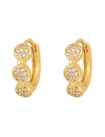 Fashion Gold-3 Brass Inset Zirconium Round Earrings
