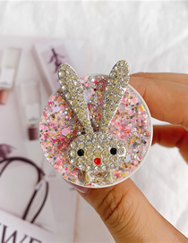Fashion No. 7 Long-eared Rabbit - Pink Acrylic Cartoon Rhinestone Glitter Sequins Mobile Phone Airbag Holder