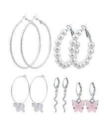 Fashion Silver Color Alloy Pearl Butterfly Snake Earring Set