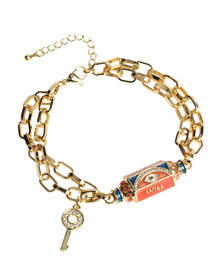 Fashion Type B Key Bronze Diamond Drop Oil Eye Key Lock Chain Bracelet