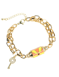 Fashion E Key Bronze Diamond Drop Oil Eye Key Lock Chain Bracelet