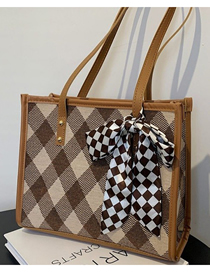 Fashion Brown Pu Lingge Large Capacity Shoulder Bag