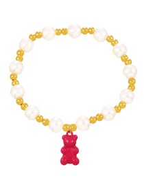 Fashion Red Copper Beaded Pearl Drip Bear Pendant Bracelet