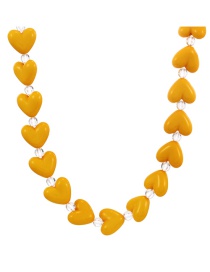 Fashion Orange Alloy Resin Heart Necklace