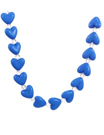 Fashion Blue Alloy Resin Heart Necklace