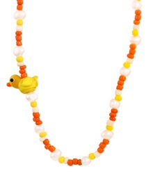 Fashion Orange Pearl Resin Duck Rice Beaded Necklace